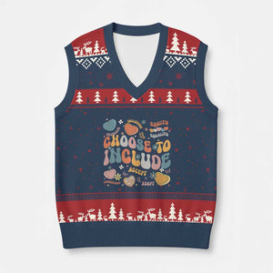 Autism Acceptance V-Neck Knit Sweater Vest Choose To Include Inclusion Matters TS02 Navy Red Print Your Wear