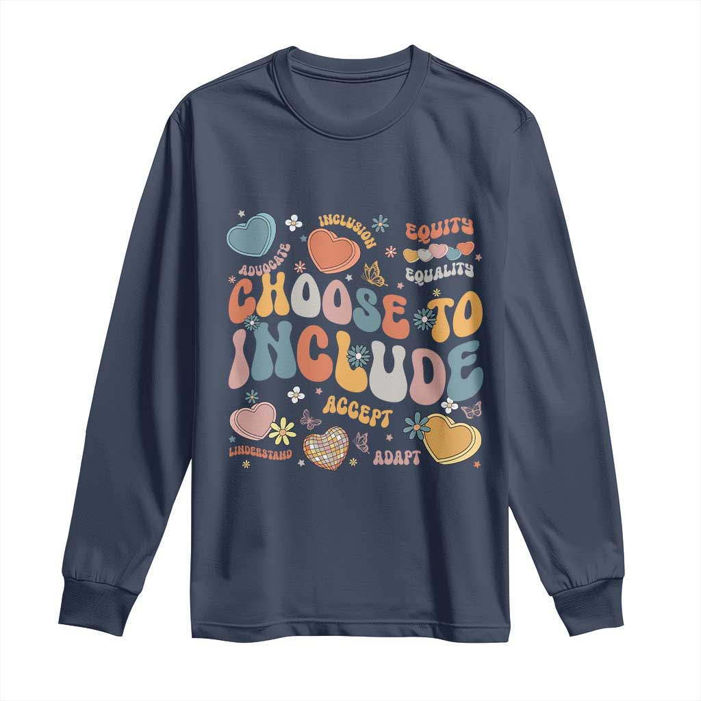 Autism Acceptance Long Sleeve Shirt Choose To Include Inclusion Matters TS02 Navy Print Your Wear
