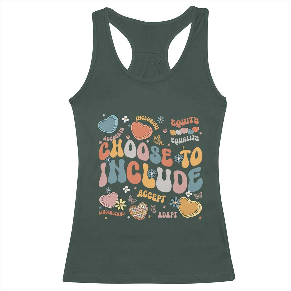Autism Acceptance Racerback Tank Top Choose To Include Inclusion Matters TS02 Dark Forest Green Print Your Wear