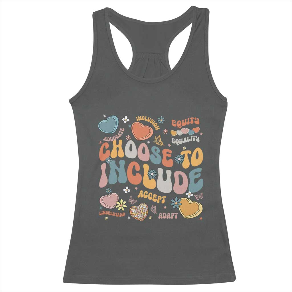 Autism Acceptance Racerback Tank Top Choose To Include Inclusion Matters TS02 Dark Heather Print Your Wear