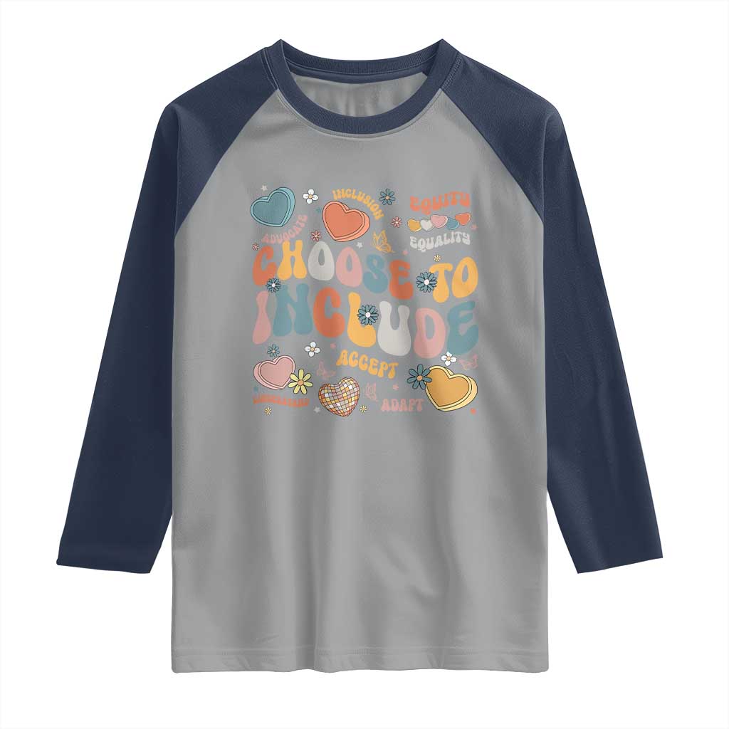 Autism Acceptance Raglan Shirt Choose To Include Inclusion Matters TS02 Sport Gray Navy Print Your Wear