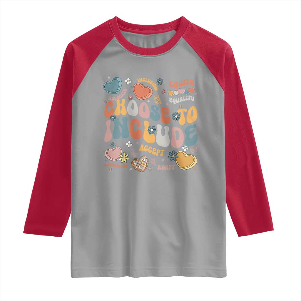 Autism Acceptance Raglan Shirt Choose To Include Inclusion Matters TS02 Sport Gray Red Print Your Wear