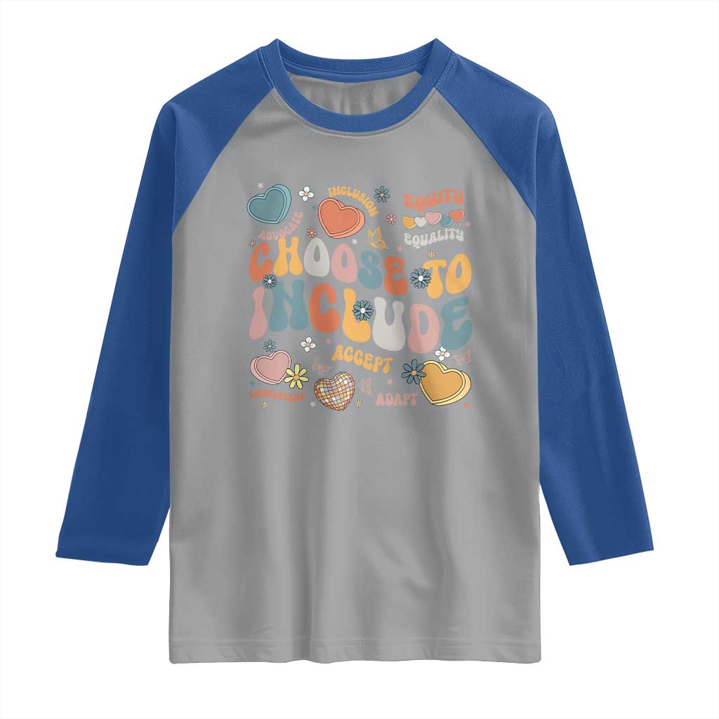 Autism Acceptance Raglan Shirt Choose To Include Inclusion Matters TS02 Sport Gray Royal Print Your Wear