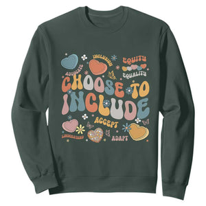 Autism Acceptance Sweatshirt Choose To Include Inclusion Matters TS02 Dark Forest Green Print Your Wear