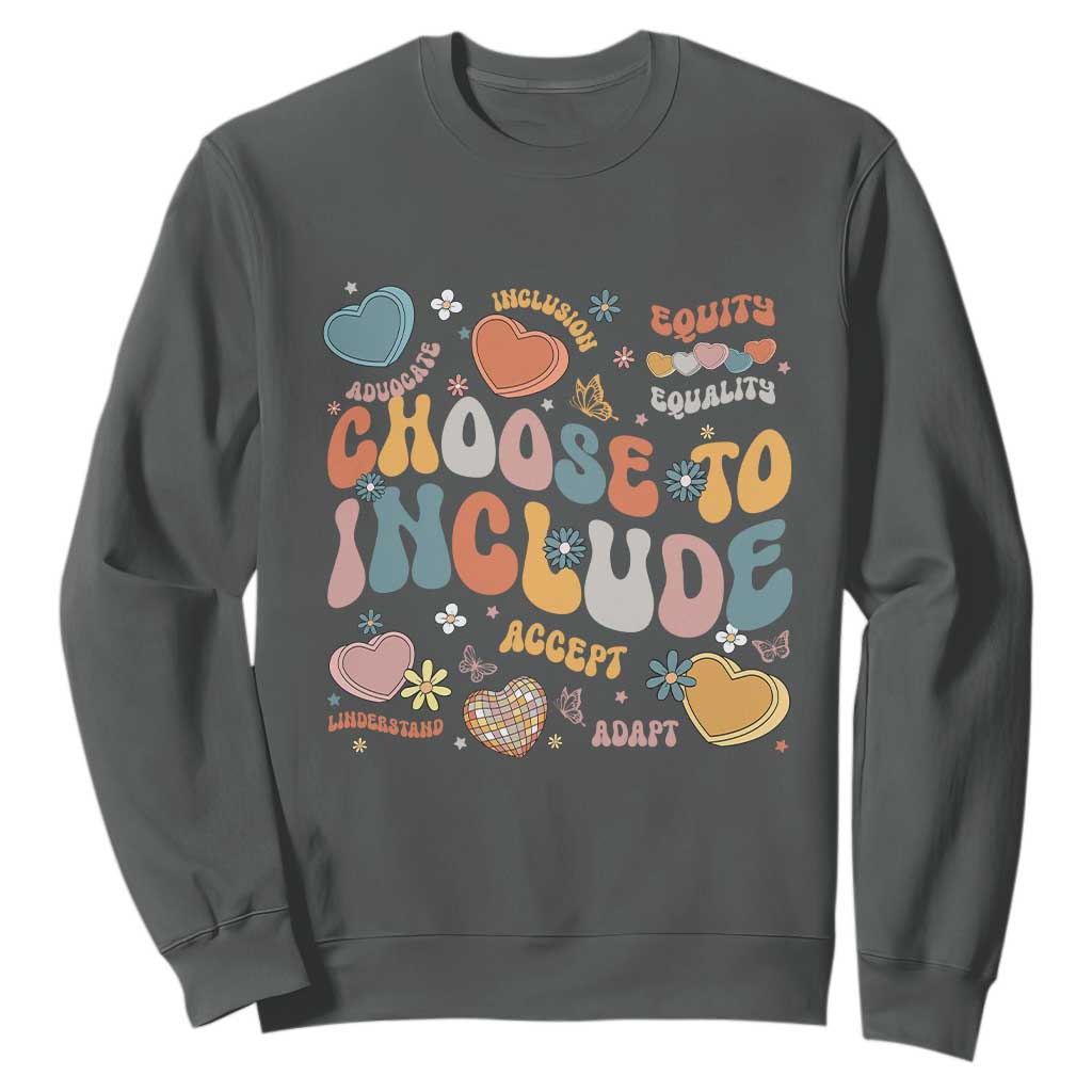 Autism Acceptance Sweatshirt Choose To Include Inclusion Matters TS02 Dark Heather Print Your Wear