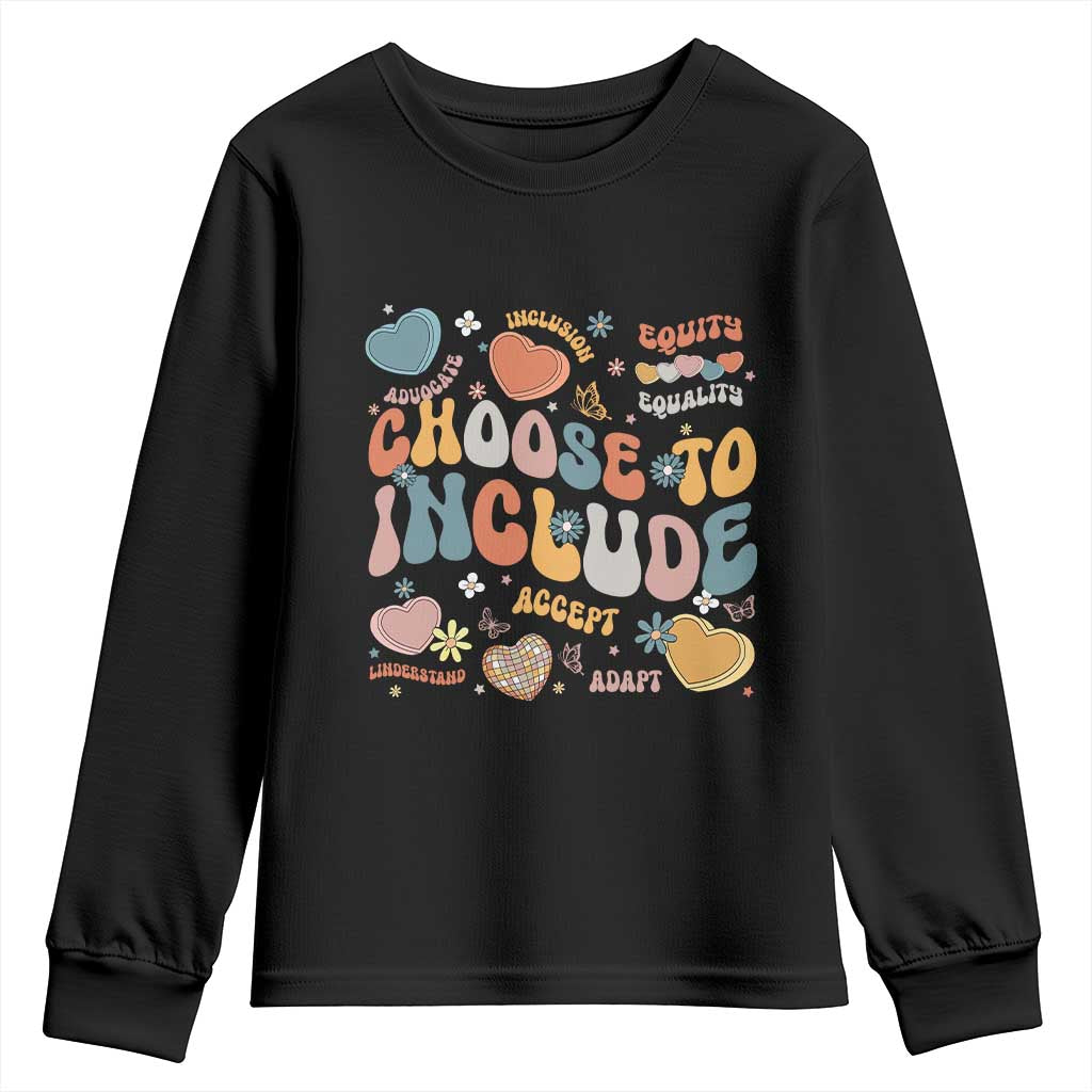 Autism Acceptance Youth Sweatshirt Choose To Include Inclusion Matters TS02 Black Print Your Wear