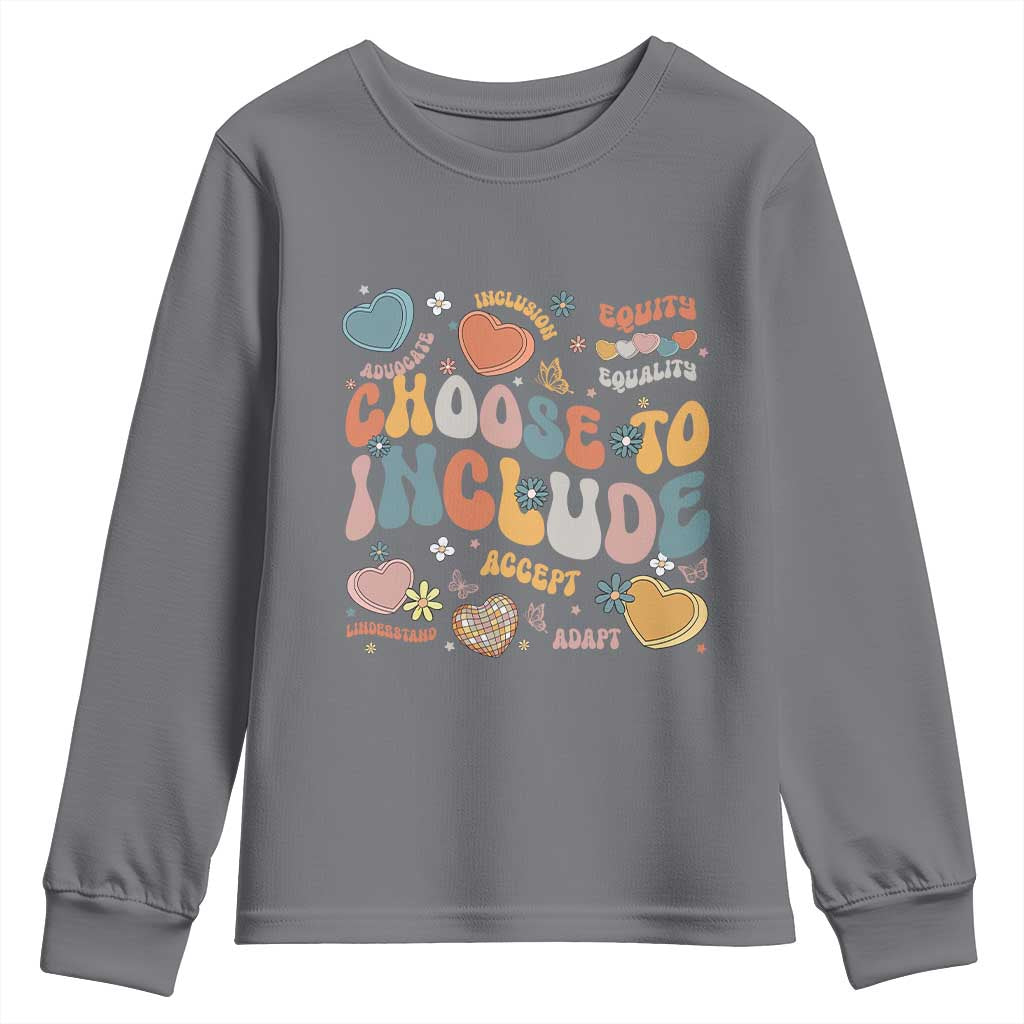 Autism Acceptance Youth Sweatshirt Choose To Include Inclusion Matters TS02 Charcoal Print Your Wear