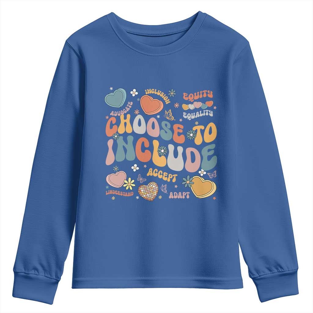 Autism Acceptance Youth Sweatshirt Choose To Include Inclusion Matters TS02 Royal Blue Print Your Wear