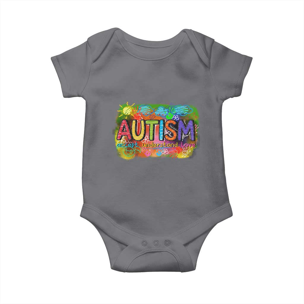 Autism Acceptance Baby Onesie Accept Understand Love Autistic Support TS02 Charcoal Print Your Wear