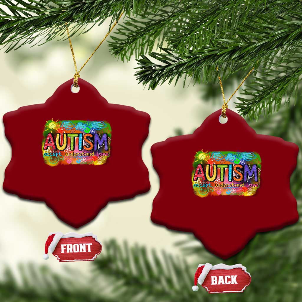 Autism Acceptance Ceramic Ornament Accept Understand Love Autistic Support TS02 Print Your Wear