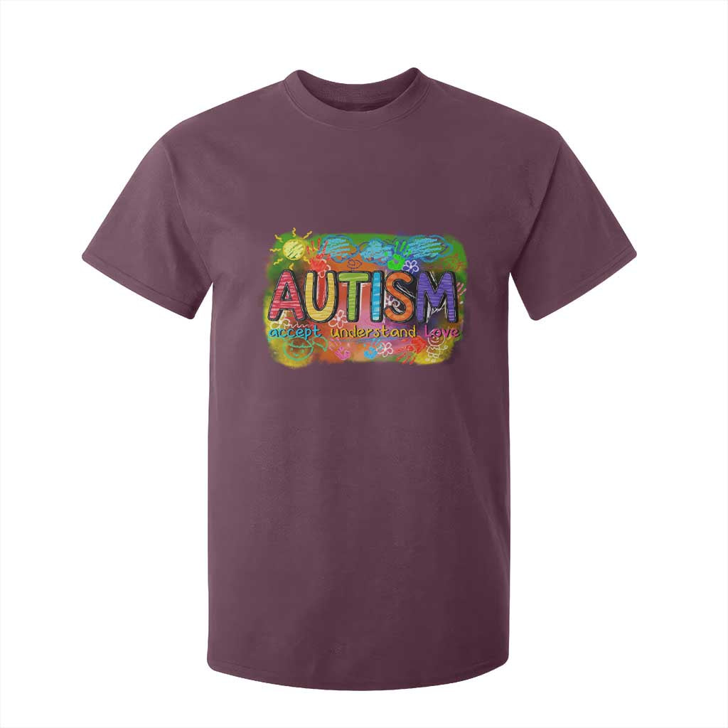 Autism Acceptance T Shirt For Kid Accept Understand Love Autistic Support TS02 Maroon Print Your Wear
