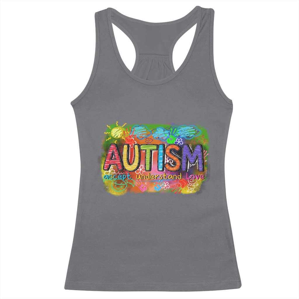 Autism Acceptance Racerback Tank Top Accept Understand Love Autistic Support TS02 Charcoal Print Your Wear