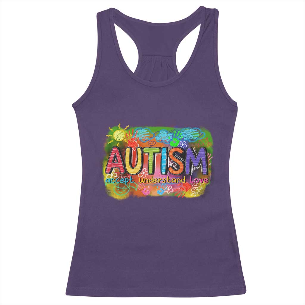 Autism Acceptance Racerback Tank Top Accept Understand Love Autistic Support TS02 Purple Print Your Wear
