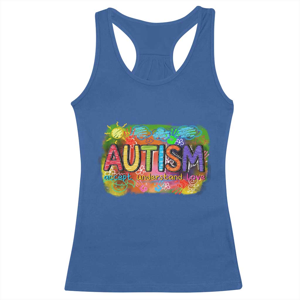 Autism Acceptance Racerback Tank Top Accept Understand Love Autistic Support TS02 Royal Blue Print Your Wear