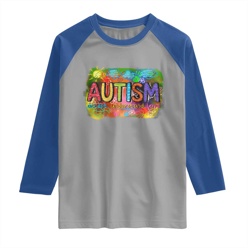 Autism Acceptance Raglan Shirt Accept Understand Love Autistic Support TS02 Sport Gray Royal Print Your Wear