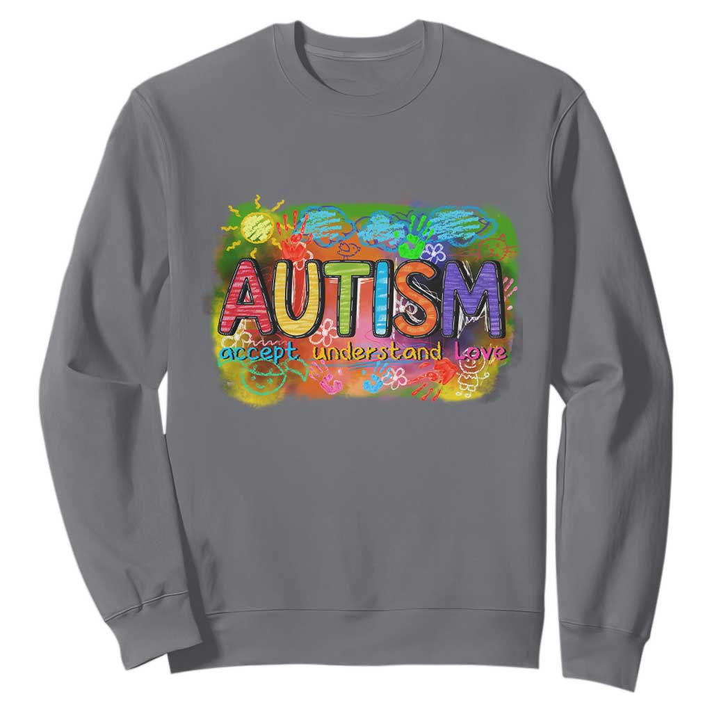 Autism Acceptance Sweatshirt Accept Understand Love Autistic Support TS02 Charcoal Print Your Wear