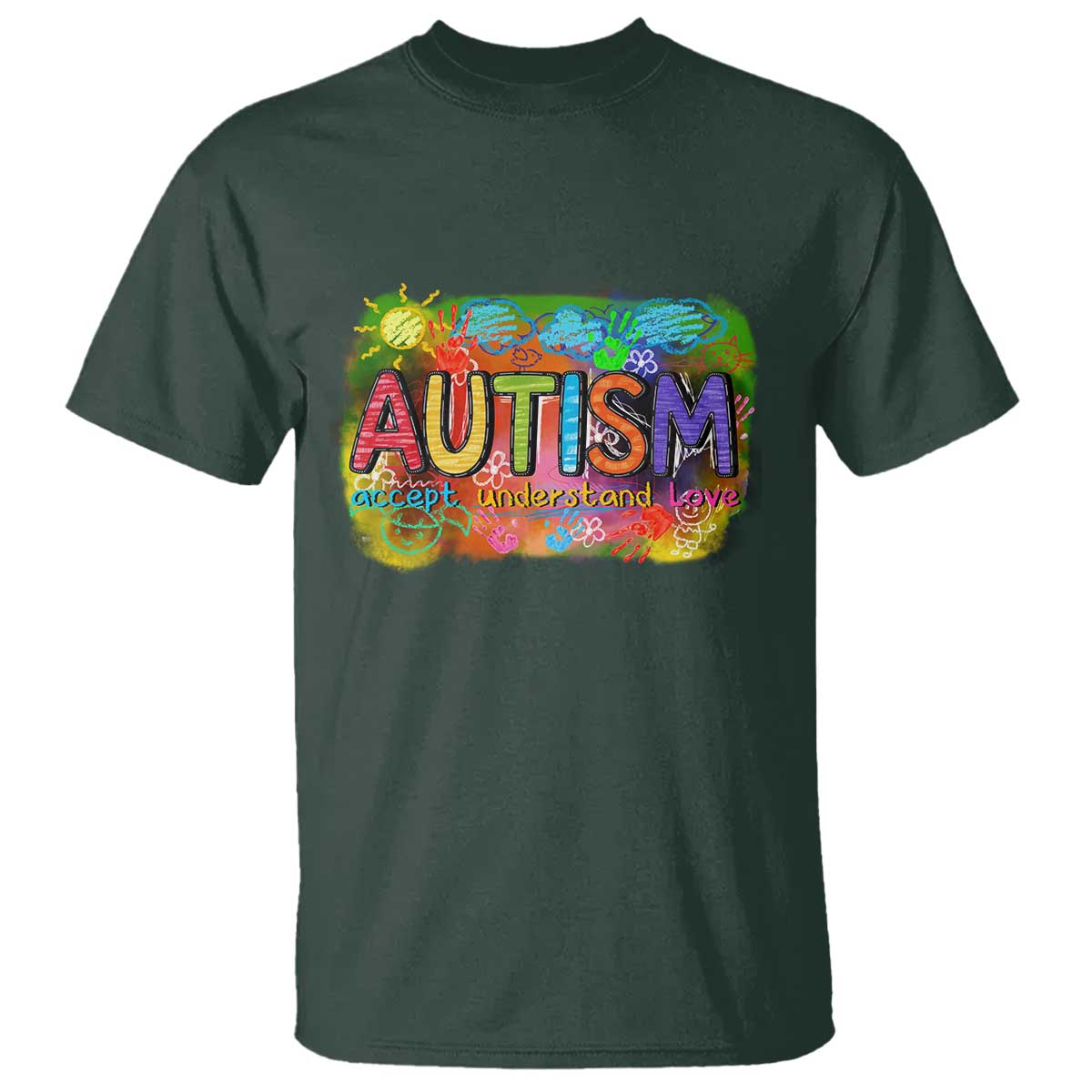 Autism Acceptance T Shirt Accept Understand Love Autistic Support TS02 Dark Forest Green Print Your Wear