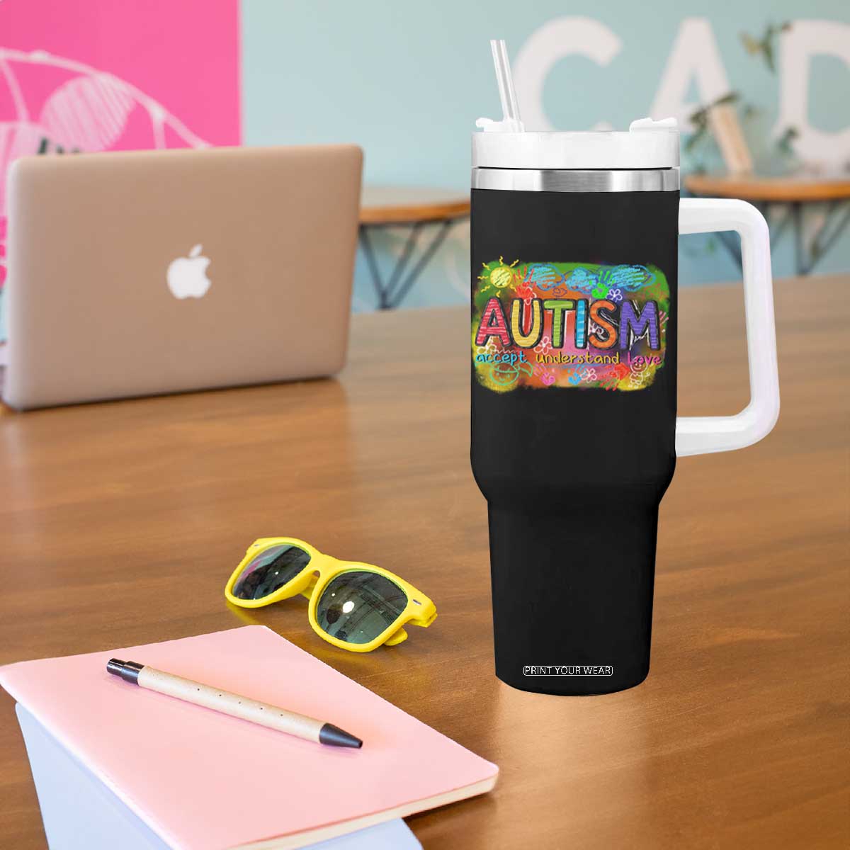 Autism Acceptance Tumbler With Handle Accept Understand Love Autistic Support TS02 Print Your Wear