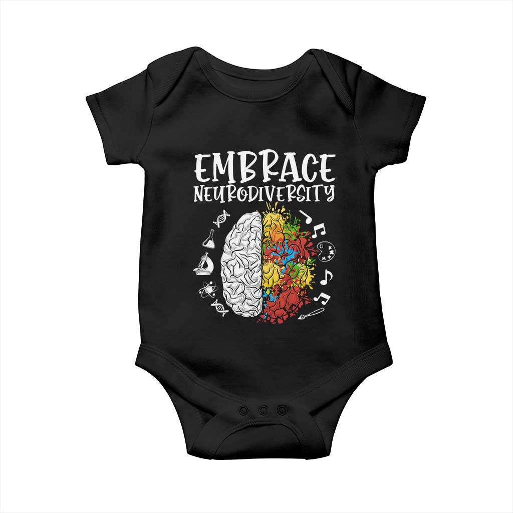 Embrace Neurodiversity Baby Onesie Autism Awareness ASD ADHD Acceptance TS02 Black Print Your Wear