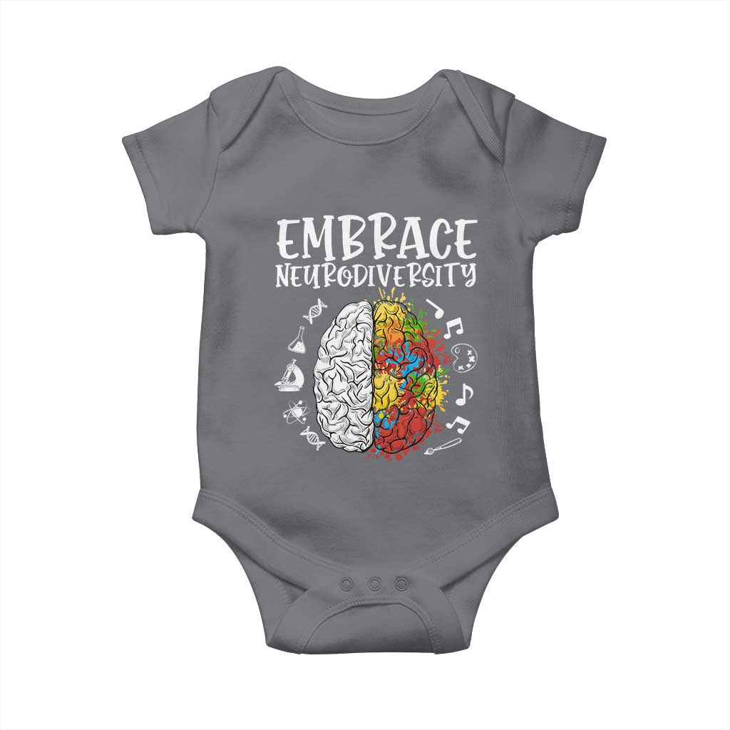 Embrace Neurodiversity Baby Onesie Autism Awareness ASD ADHD Acceptance TS02 Charcoal Print Your Wear