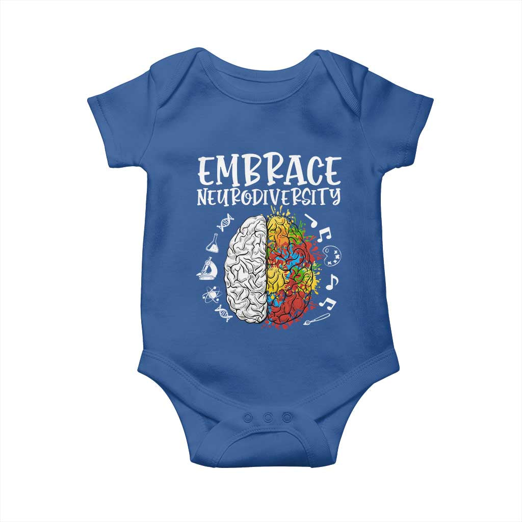 Embrace Neurodiversity Baby Onesie Autism Awareness ASD ADHD Acceptance TS02 Royal Blue Print Your Wear