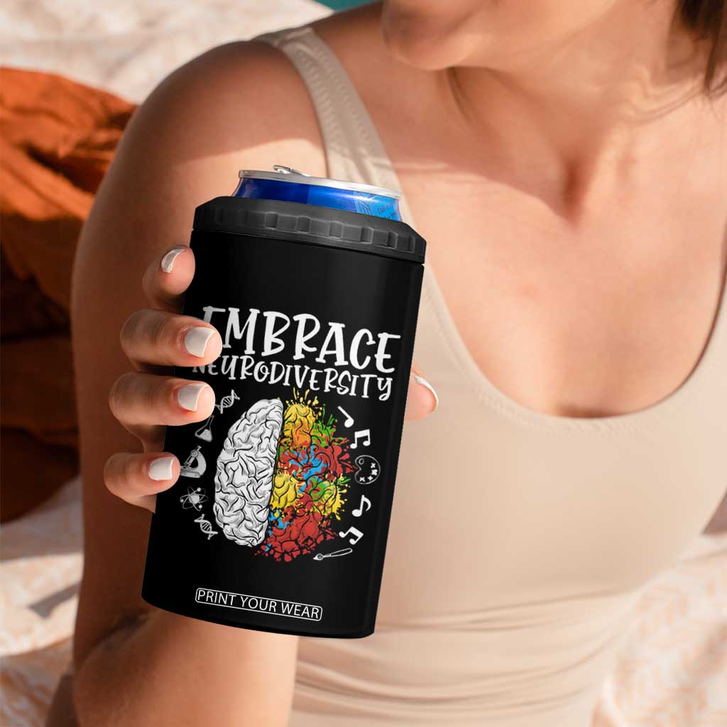 Embrace Neurodiversity 4 in 1 Can Cooler Tumbler Autism Awareness ASD ADHD Acceptance TS02 Print Your Wear