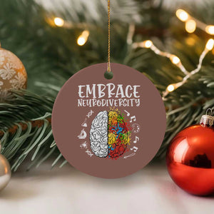 Embrace Neurodiversity Ceramic Ornament Autism Awareness ASD ADHD Acceptance TS02 1pc Mocha Print Your Wear