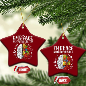 Embrace Neurodiversity Ceramic Ornament Autism Awareness ASD ADHD Acceptance TS02 Print Your Wear