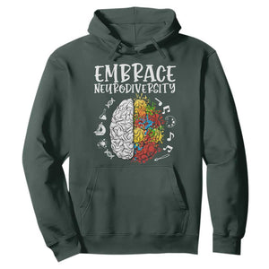 Embrace Neurodiversity Hoodie Autism Awareness ASD ADHD Acceptance TS02 Dark Forest Green Print Your Wear