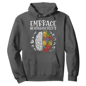 Embrace Neurodiversity Hoodie Autism Awareness ASD ADHD Acceptance TS02 Dark Heather Print Your Wear
