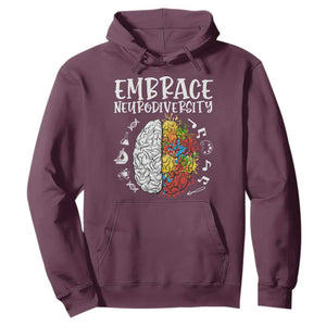 Embrace Neurodiversity Hoodie Autism Awareness ASD ADHD Acceptance TS02 Maroon Print Your Wear