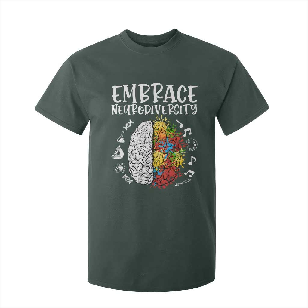 Embrace Neurodiversity T Shirt For Kid Autism Awareness ASD ADHD Acceptance TS02 Dark Forest Green Print Your Wear