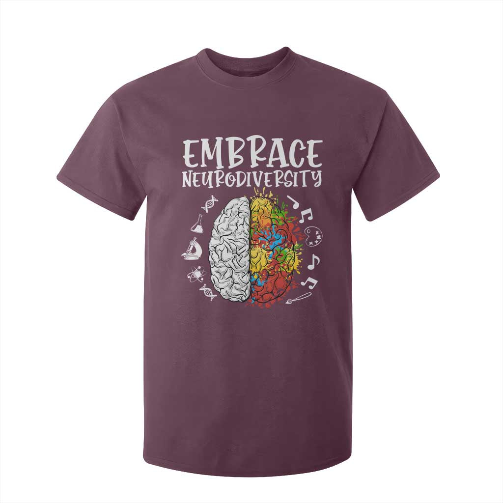 Embrace Neurodiversity T Shirt For Kid Autism Awareness ASD ADHD Acceptance TS02 Maroon Print Your Wear