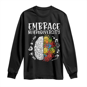 Embrace Neurodiversity Long Sleeve Shirt Autism Awareness ASD ADHD Acceptance TS02 Black Print Your Wear