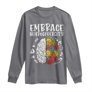 Embrace Neurodiversity Long Sleeve Shirt Autism Awareness ASD ADHD Acceptance TS02 Charcoal Print Your Wear