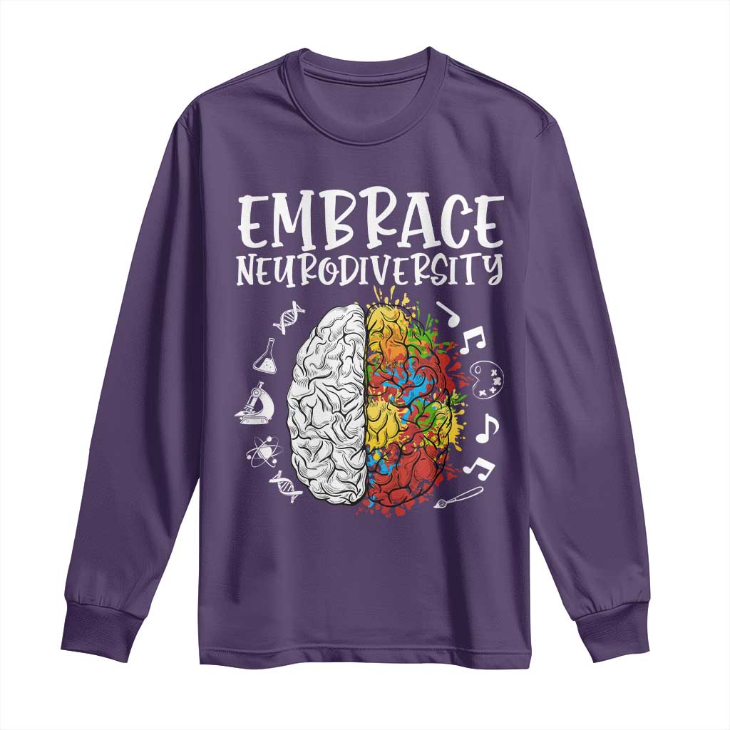 Embrace Neurodiversity Long Sleeve Shirt Autism Awareness ASD ADHD Acceptance TS02 Purple Print Your Wear