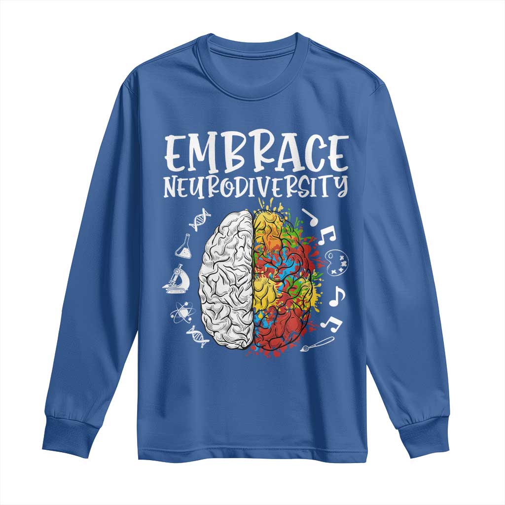 Embrace Neurodiversity Long Sleeve Shirt Autism Awareness ASD ADHD Acceptance TS02 Royal Blue Print Your Wear