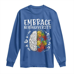 Embrace Neurodiversity Long Sleeve Shirt Autism Awareness ASD ADHD Acceptance TS02 Royal Blue Print Your Wear