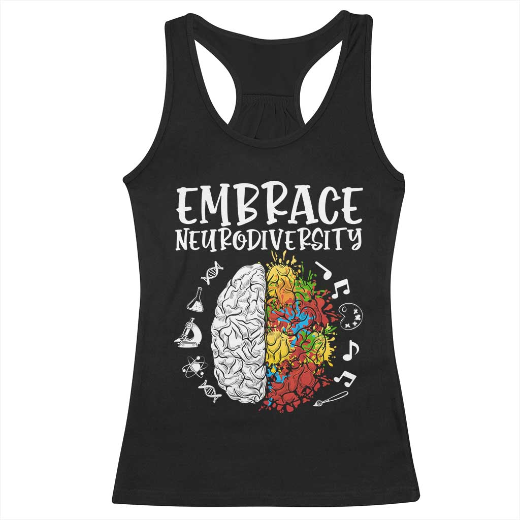 Embrace Neurodiversity Racerback Tank Top Autism Awareness ASD ADHD Acceptance TS02 Black Print Your Wear