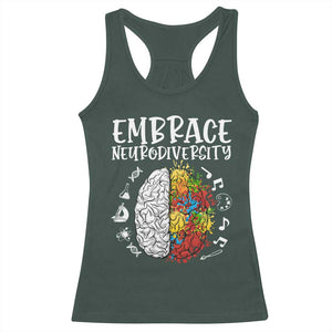 Embrace Neurodiversity Racerback Tank Top Autism Awareness ASD ADHD Acceptance TS02 Dark Forest Green Print Your Wear