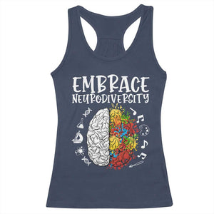 Embrace Neurodiversity Racerback Tank Top Autism Awareness ASD ADHD Acceptance TS02 Navy Print Your Wear