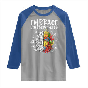 Embrace Neurodiversity Raglan Shirt Autism Awareness ASD ADHD Acceptance TS02 Sport Gray Royal Print Your Wear