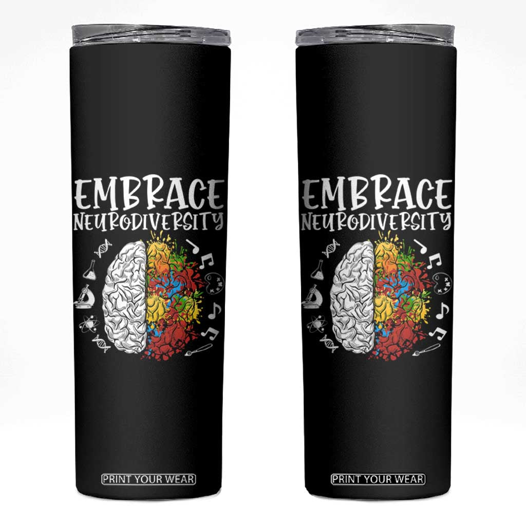 Embrace Neurodiversity Skinny Tumbler Autism Awareness ASD ADHD Acceptance TS02 Black Print Your Wear