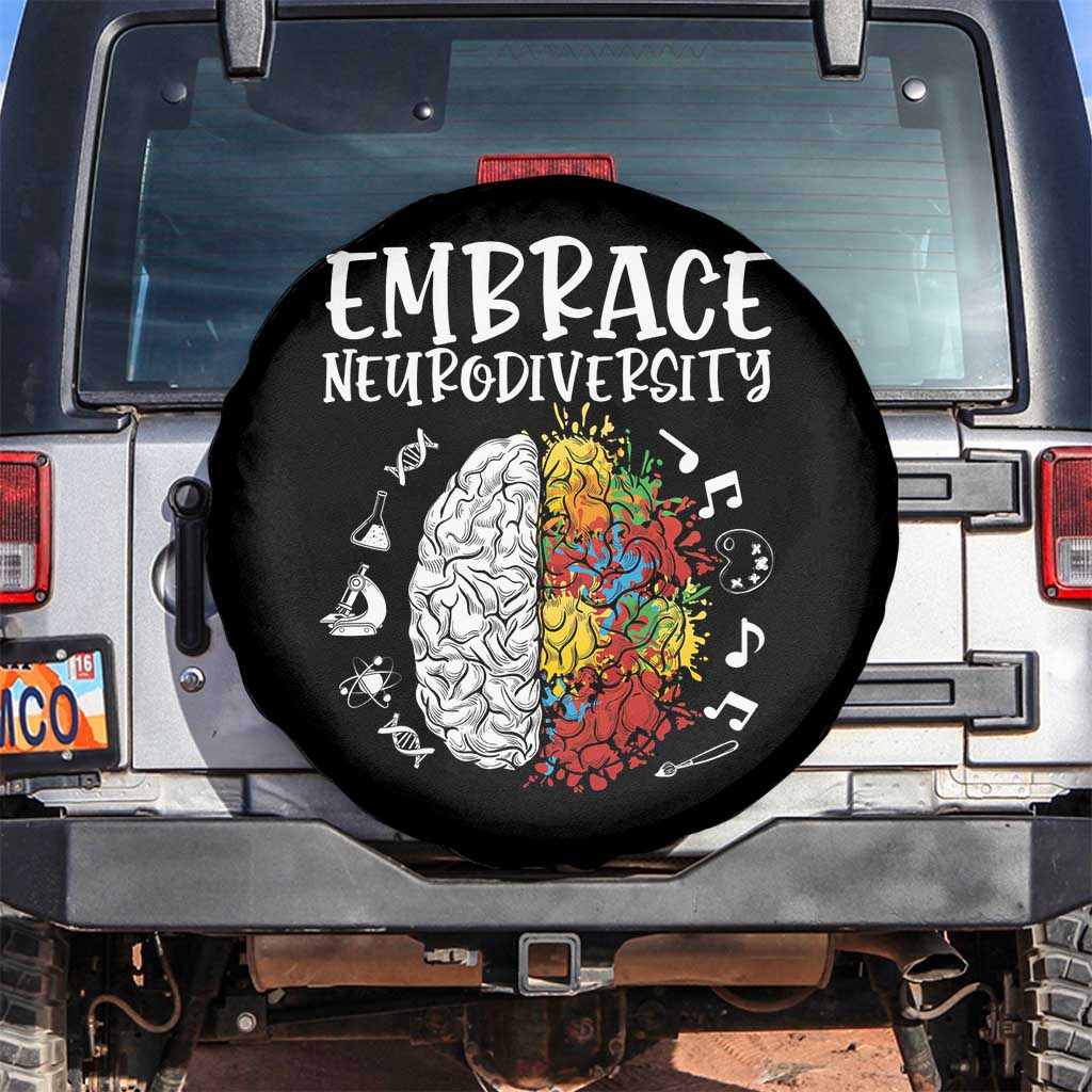 Embrace Neurodiversity Spare Tire Cover Autism Awareness ASD ADHD Acceptance TS02 No hole Black Print Your Wear