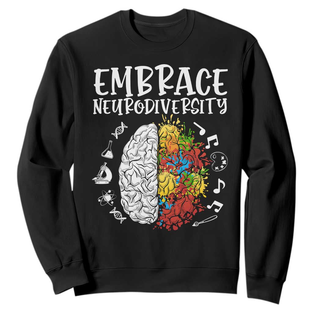 Embrace Neurodiversity Sweatshirt Autism Awareness ASD ADHD Acceptance TS02 Black Print Your Wear