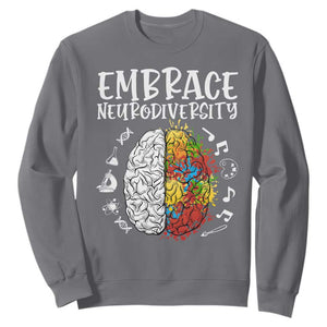 Embrace Neurodiversity Sweatshirt Autism Awareness ASD ADHD Acceptance TS02 Charcoal Print Your Wear