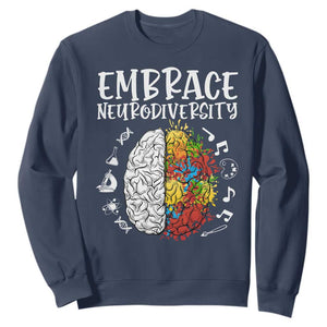 Embrace Neurodiversity Sweatshirt Autism Awareness ASD ADHD Acceptance TS02 Navy Print Your Wear