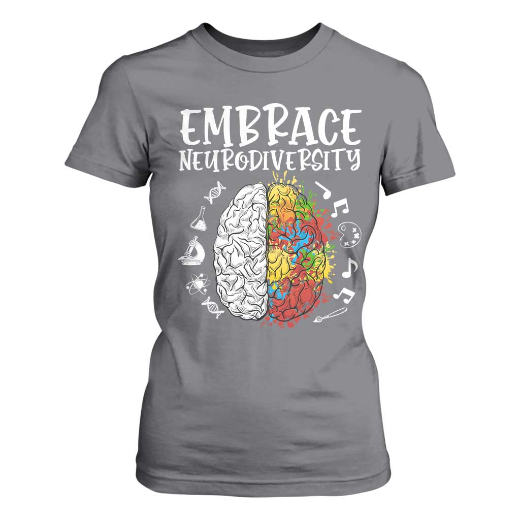 Embrace Neurodiversity T Shirt For Women Autism Awareness ASD ADHD Acceptance TS02 Charcoal Print Your Wear