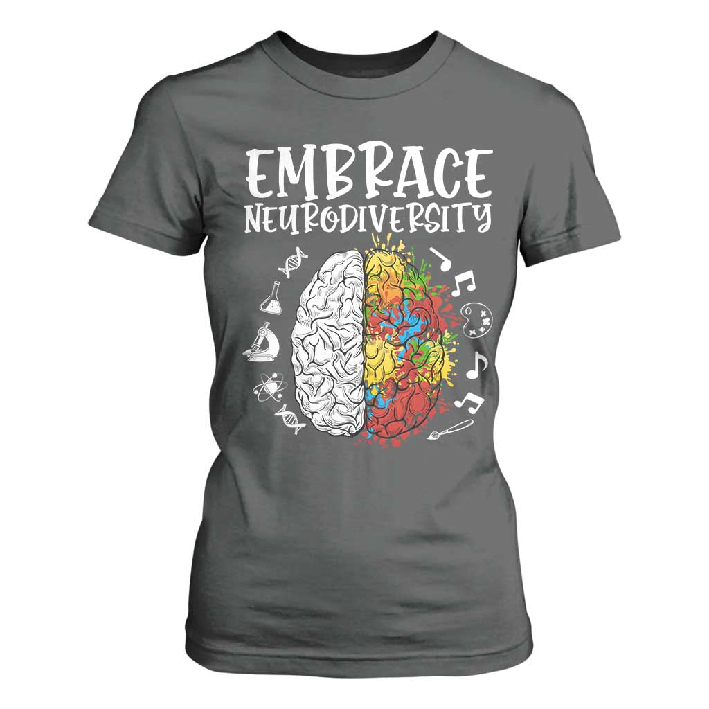 Embrace Neurodiversity T Shirt For Women Autism Awareness ASD ADHD Acceptance TS02 Dark Heather Print Your Wear