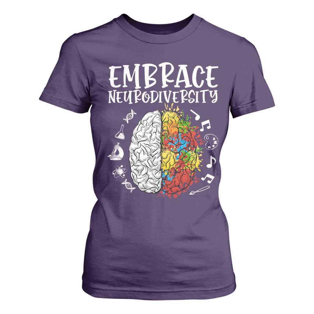 Embrace Neurodiversity T Shirt For Women Autism Awareness ASD ADHD Acceptance TS02 Purple Print Your Wear